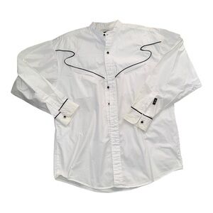 VTG Western Brooks &‎ Dunn X Collarless Panhandle Pearl Snap long sleeve Sz L